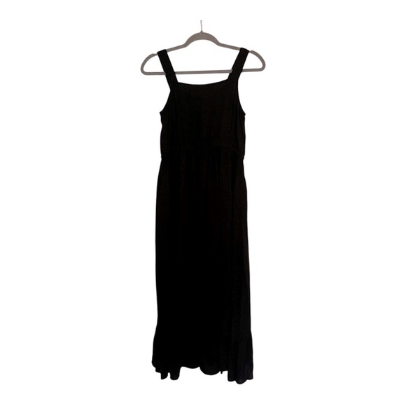 LOFT Ruffle Dress Hi Low Midi Black Button Sundress Size 0 - Picture 6 of 11